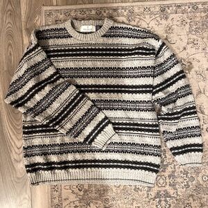 Men's Black and Gray Striped Sweater